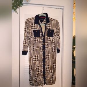 Tommy Hilfiger Navy and Cream Star Pattern Shirt